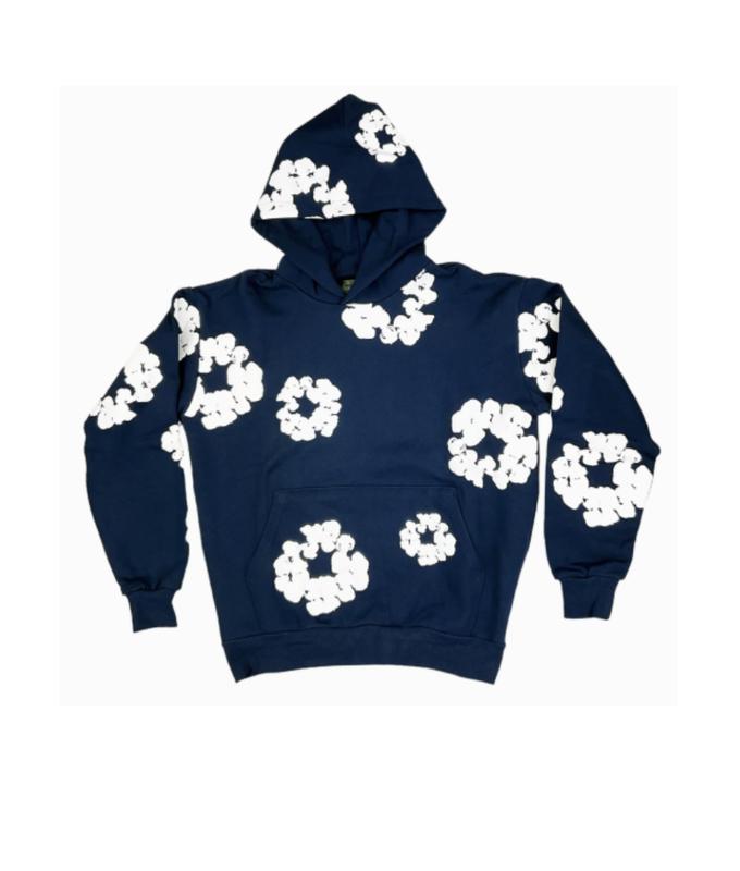 Streetwear Sweatshirt Unisex Hoodie Long Sleeve Sweater with Hood Medium Size Gray Floral Print Casual Wear