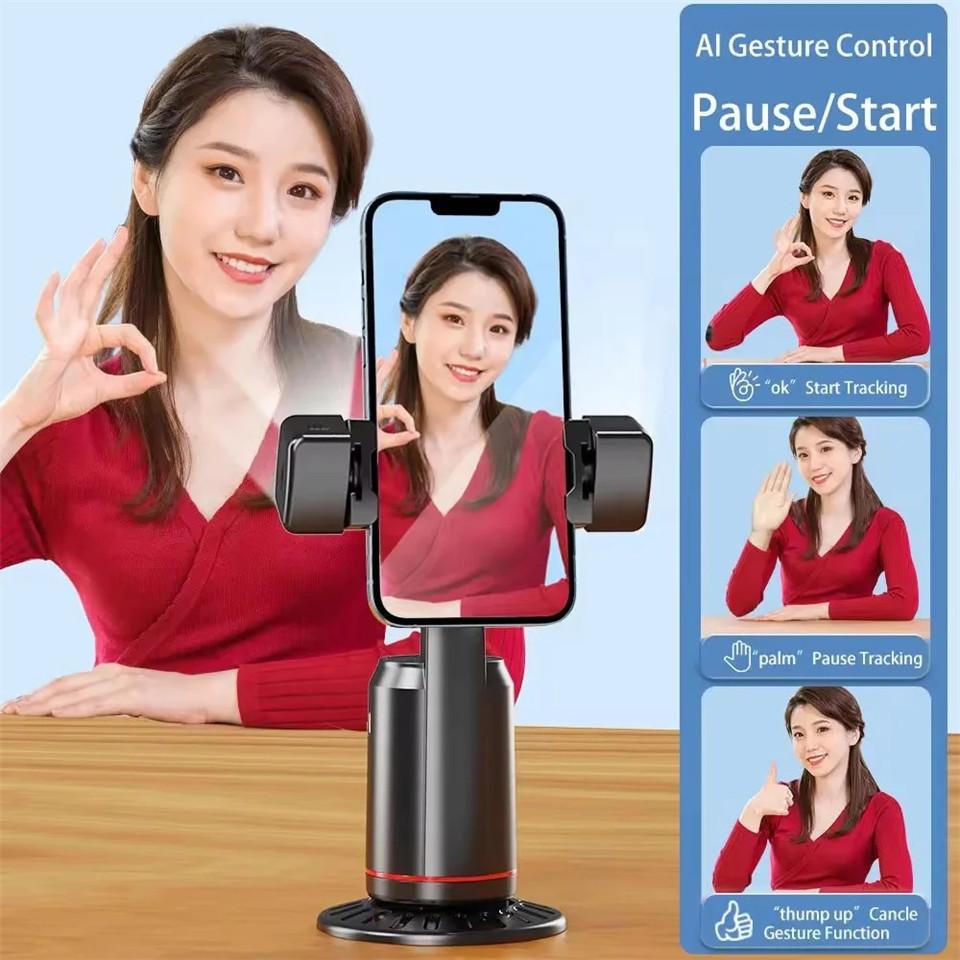 360° Rotation Gimbal Stabilizer Tripod Selfie Stick Desktop Face Tracking with Bluetooth Remote Shutter Light Holder