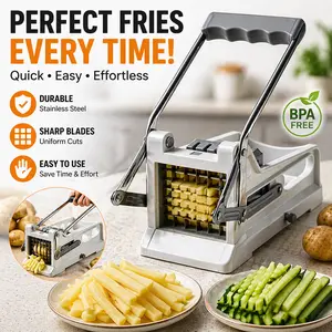 Thick Stainless Steel Manual Potato Chipper, French Fry Cutter, Vegetable Slicer for Cucumber, Home Cooking Kitchen Gadget (Home & Festive Party Supplies)