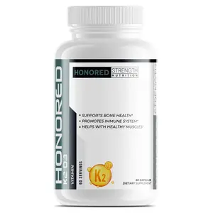 Honored Strength Nutrition  K2 D3 for Bone Health & Immune System Support - Third Party Tested, Made in USA (60 Servings)