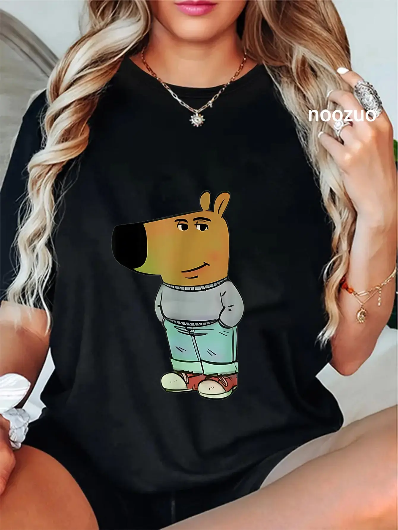 Women's "I'm Just A Chill Guy" Funny Meme Graphic T-Shirt, Casual Short Sleeve 100% Cotton Streetwear Top for Everyday Wear, Shortsleeve, Tshirt, Vintage