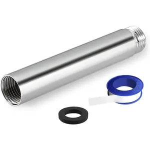 Shower Extension Arm, Solid Stainless Steel Shower Pipe Extension with Teflon Tape and Washer, For Lowering or Extending Showerhead(4 Inch, Chrome)