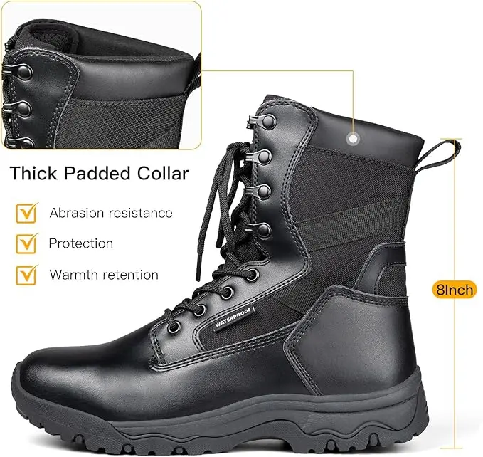Men’s Tactical Boots 8 Inches Lightweight Combat Boots Durable Suede Leather Military Work Boots Waterproof Desert Boots hiking boots　SurvivalTips