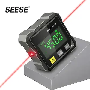 SEESE Magnetic Digital Angle Finder with Dual Laser Guide & 360° Magnetic Attachment Rechargeable Angle Meter for Woodworking Construction and Machinery