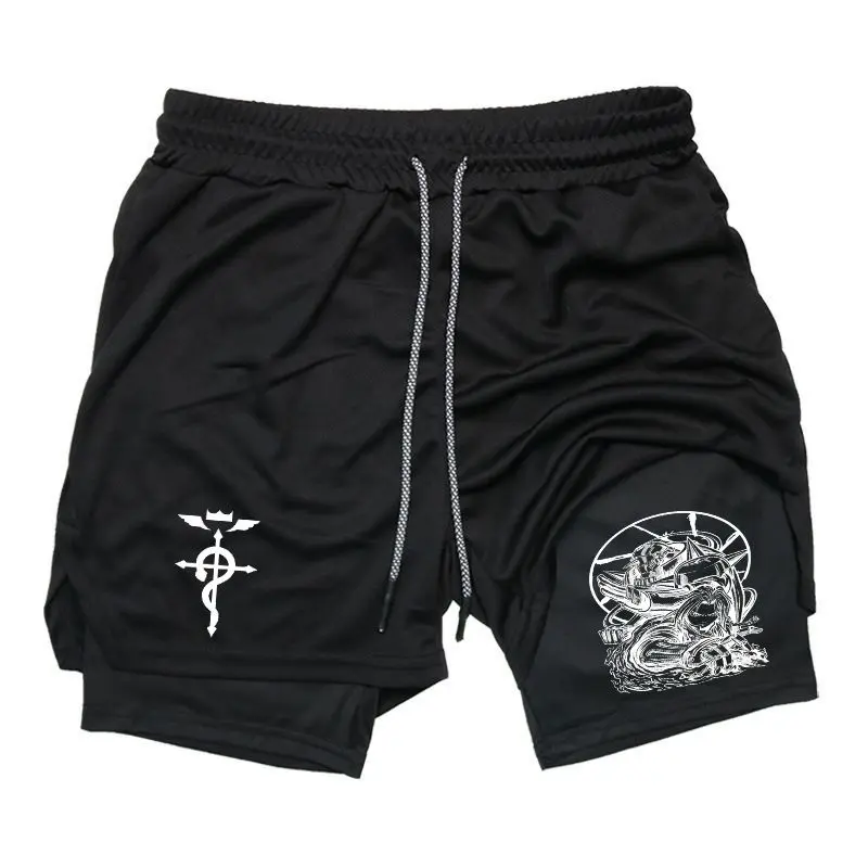 Fullmetal Alchemist Men's Quick Dry Running Shorts - Athleisure Shorts, Sporty Style for Gym Workouts and Casual Wear, Sporty Sports Shorts