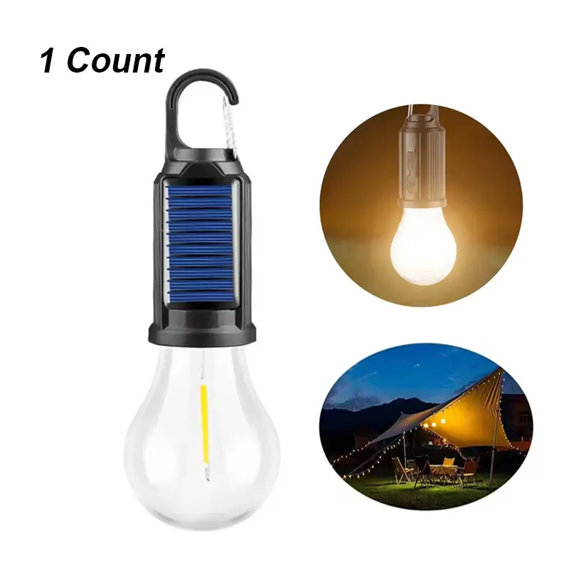 Outdoor Solar LED Light Bulb USB Rechargeable Camping Lamp Portable Night Light Waterproof Flashlight Essential for Fishing Solar Camping Lights