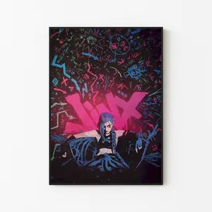 [FAST SALE UP TO 45%] Jinx Arcane Poster, League of Legends Graffiti Wall Art, Neon Punk Style Print, Gamer Decor, Unframed Print Only