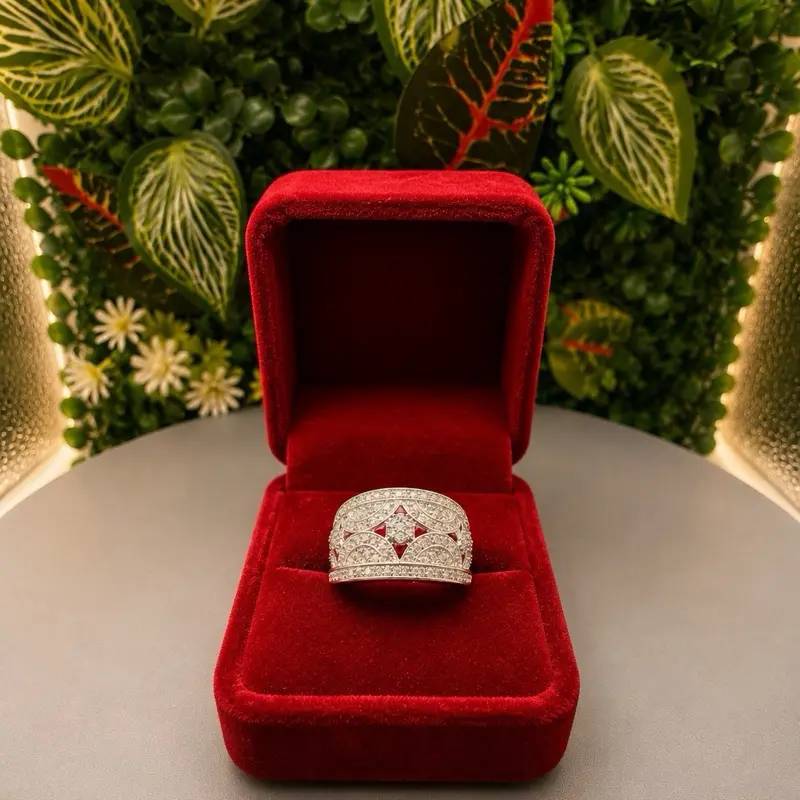 Anillo de plata 925 con diamantes naturales. Size 8