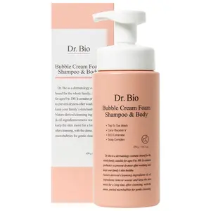 Dr. Bio Bubble Cream Foam Shampoo & Body Wash (15.87oz/450ml)| Gentle All-in-one Cleanser for Face, Body, Hair | pH Balanced, Hydrating, Hypoallergenic, Foaming with Probiotics | Suitable for All Ages