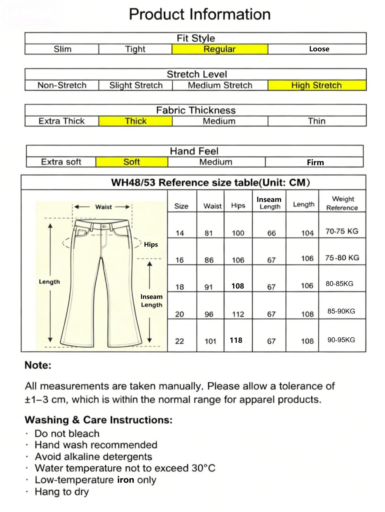 【Plus Size】Women's Plus Size Elastic Slim-Fit Solid Lace Flared Jeans, Comfy Breathable Casual Lounge Trousers for Daily Wear, All-Season Bottoms WH48