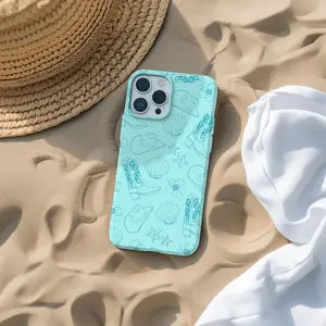 Turquoise Coastal Cowgirl Custom Phone Case, Rubber Dual-Layer Hard Case with Western Cowboy Boot Seashell Pattern, Impact-Proof Trendy Stylish Cover for Unique Look Phone Protection