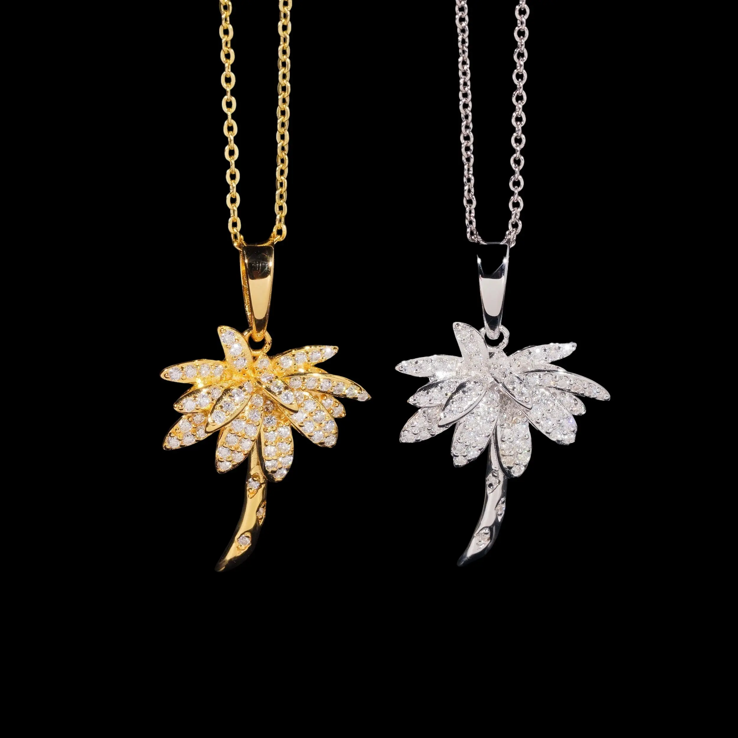 Palm Tree Pendant Lab Diamond – 14k Gold
