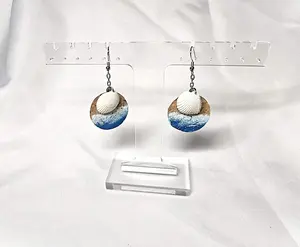 Seashell Winecork Earrings blue ocean