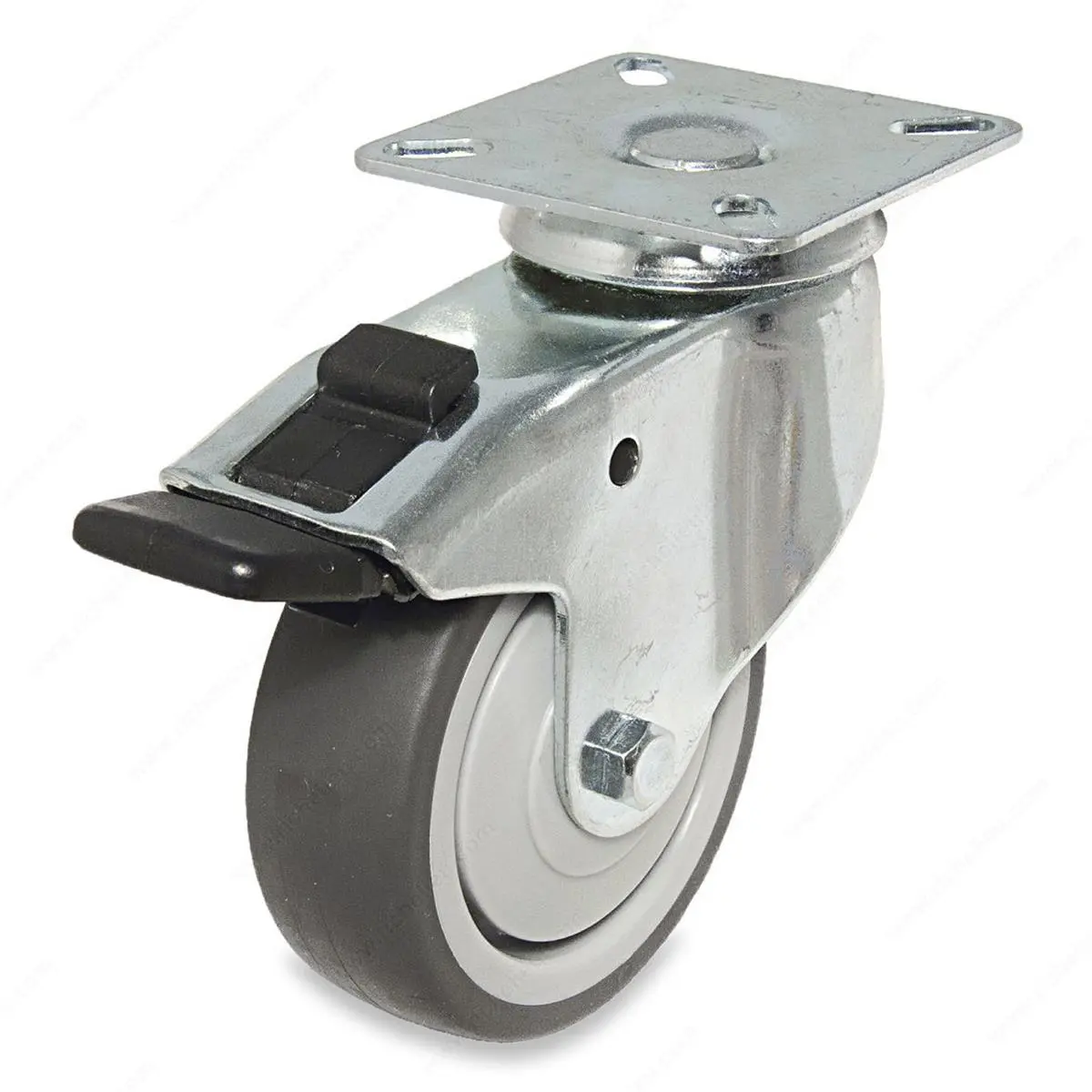 212 MAIN Richelieu F24787 3 in. Lockable Thermoplastic Rubber Swivel Caster with Brake, Gray Furniture Moving Wheel for Indoor Furniture Chairs, Swivel Wheels