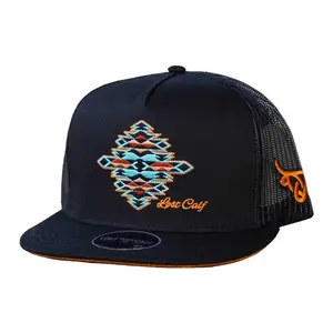 Lost Calf Unisex Gem Black Flat Mesh Back Snapback Hats