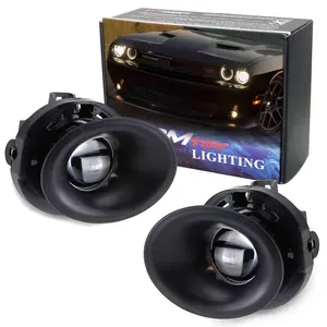 iJDMTOY Clear Lens Fog Light Kit w/ 9145 Halogen Bulbs, Bezel Covers, Relay Wiring & Switch For 2015-2023 Dodge Challenger