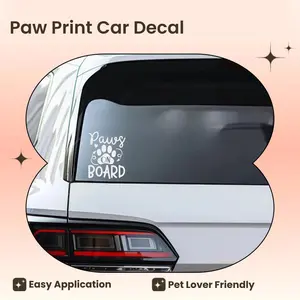 Paws on Board Decal - 4x5 Inch Vinyl Sticker with Adorable Paw Print Design for Pet Lovers - No Warranty Included