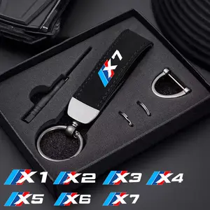 Suede Leather Car Key Rings Keychain, Car Key Holder for Bmw X1 X2 X3 X4 X5 X6 X7, Horseshoe Buckle Design, Stylish Auto Accessories
