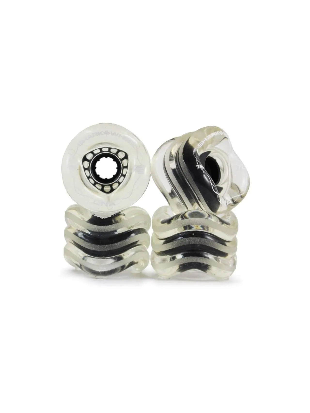 Shark Wheel 72mm 78a Longboard Cruising Wheels, DNA Formula, Set of 4 Wheels (Clear Black, 72mm)
