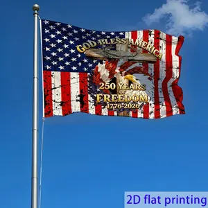 2D Flat, 2D, Flat, 1pc, 3×5ft American 250th Anniversary Commemorative Flag, Vintage and Cross Design, Symbol of Patriotism and Freedom, Independence Day Decoration, Made of Polyester Fabric, UV Fade Resistant, Suitable for Hanging on a Flagpole or
