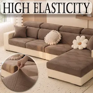 1pc 2026 Upgrade Elastic Sofa Cushion Cover, Modern Anti-Slip Design, All-Seasons Solid Pattern, Fits L-Type & 1234 Seat Sofas