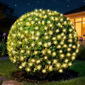 Led Christmas Net Lights Outdoor Christmas Decorations 120Led 6Ftx4Ft Connectable Waterptoof Mesh Net Lights for Trees Bushes Wedding Garden Outdoor Christmas Decorations WarmWhite