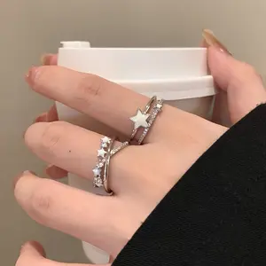 Cute and stylish double-layer star ring, niche design ring, women's fashion ring, ring set, birthday gift, holiday gift, gift for girlfriend, Mother's Day gift, party gift set