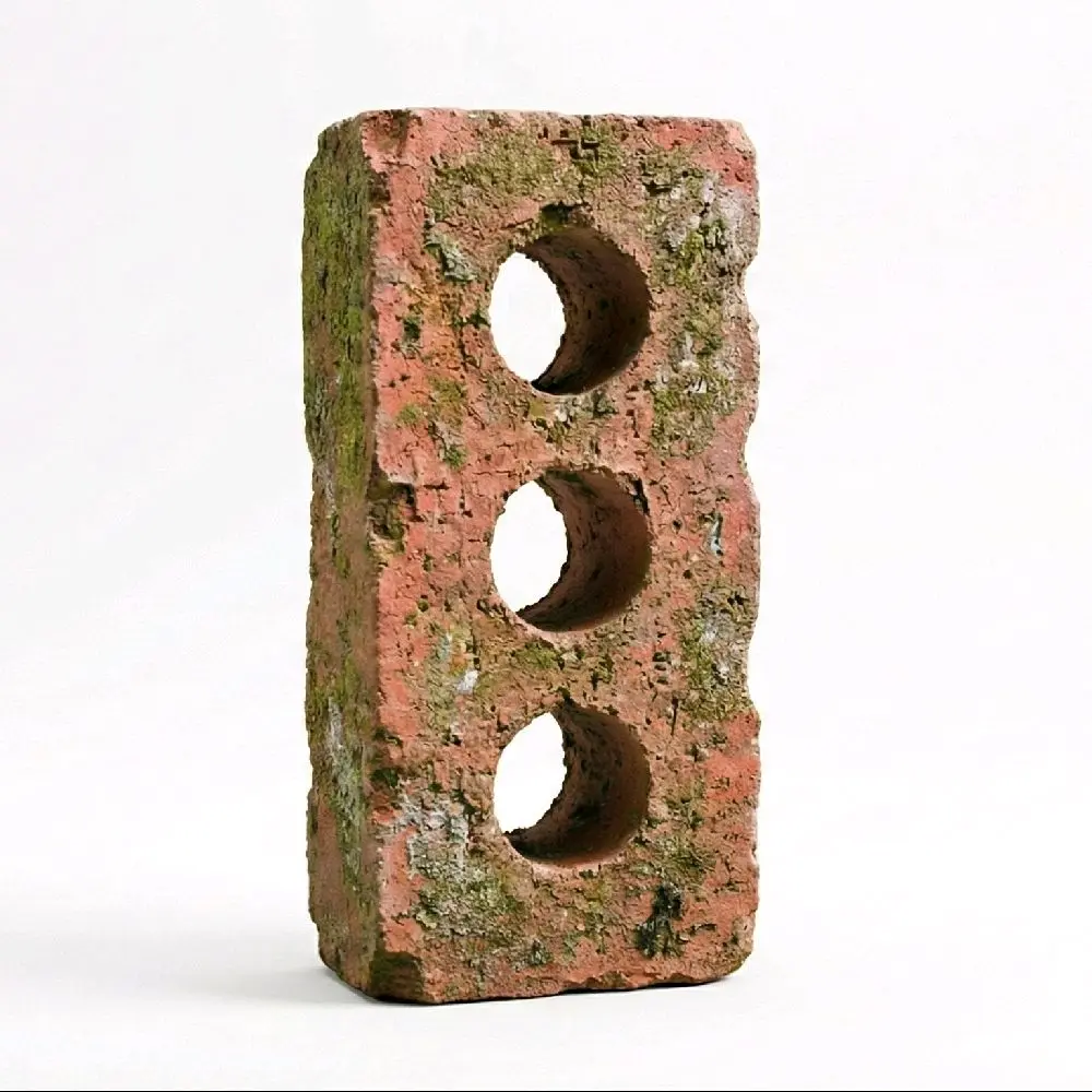 Brick - Standard Red Brick with Three Holes for Construction and DIY Projects