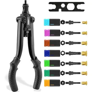 13-Inch Hand Rivet Nut Gun Setter Riveter Rivnut Nutsert Tool with 7 Metric & Inch Mandrels 70 pcs Rivet Nuts