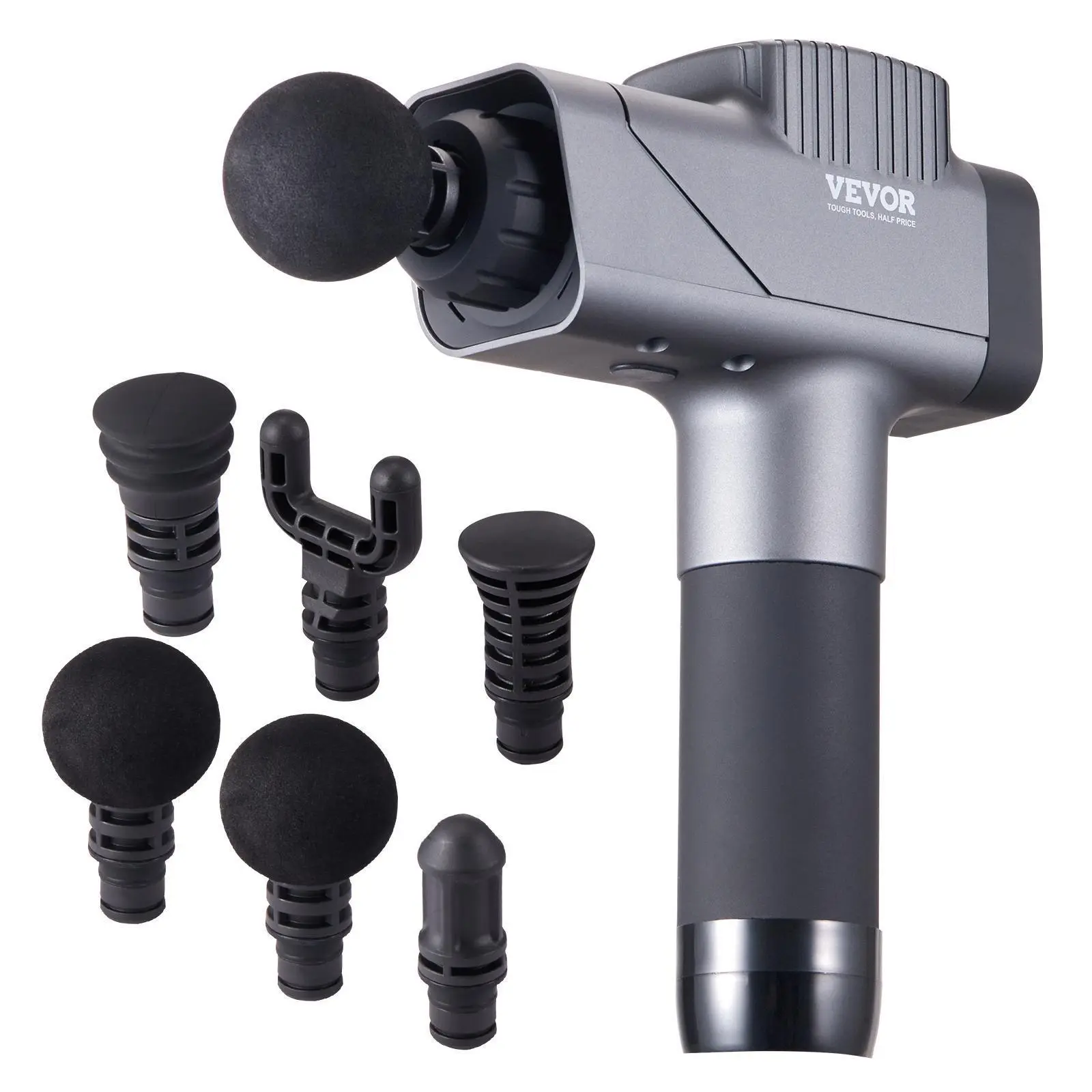 【Summerfinds】VEVOR Massage Gun Deep Tissue,  , Percussion Muscle Massager for Athletes - with 8 Speed Levels & 6 Massage Heads, 16V 2500mAh Batteries, Handheld Massage Gun for Pain Relief, Muscle Relaxation
