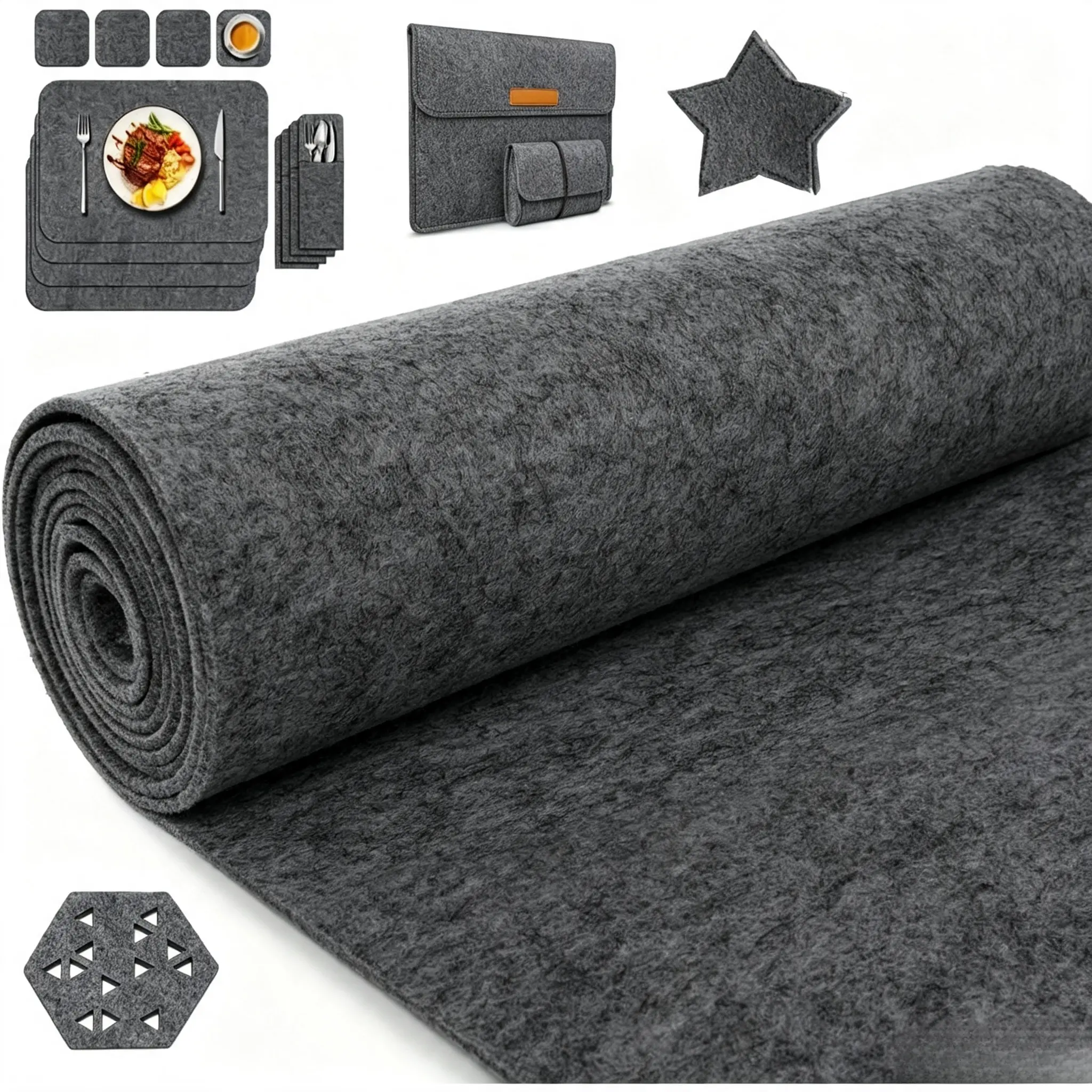 Grey Felt Fabric Sheet - 2mm Thick, 90×180cm, Non-Slip Oil-Absorbent DIY Sewing Craft Material for Beginner Handcrafters, Storage Bag Making