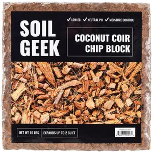 10 Lbs. Organic Coconut Coir Chip Block Soilless Grow Media Soil Amendment