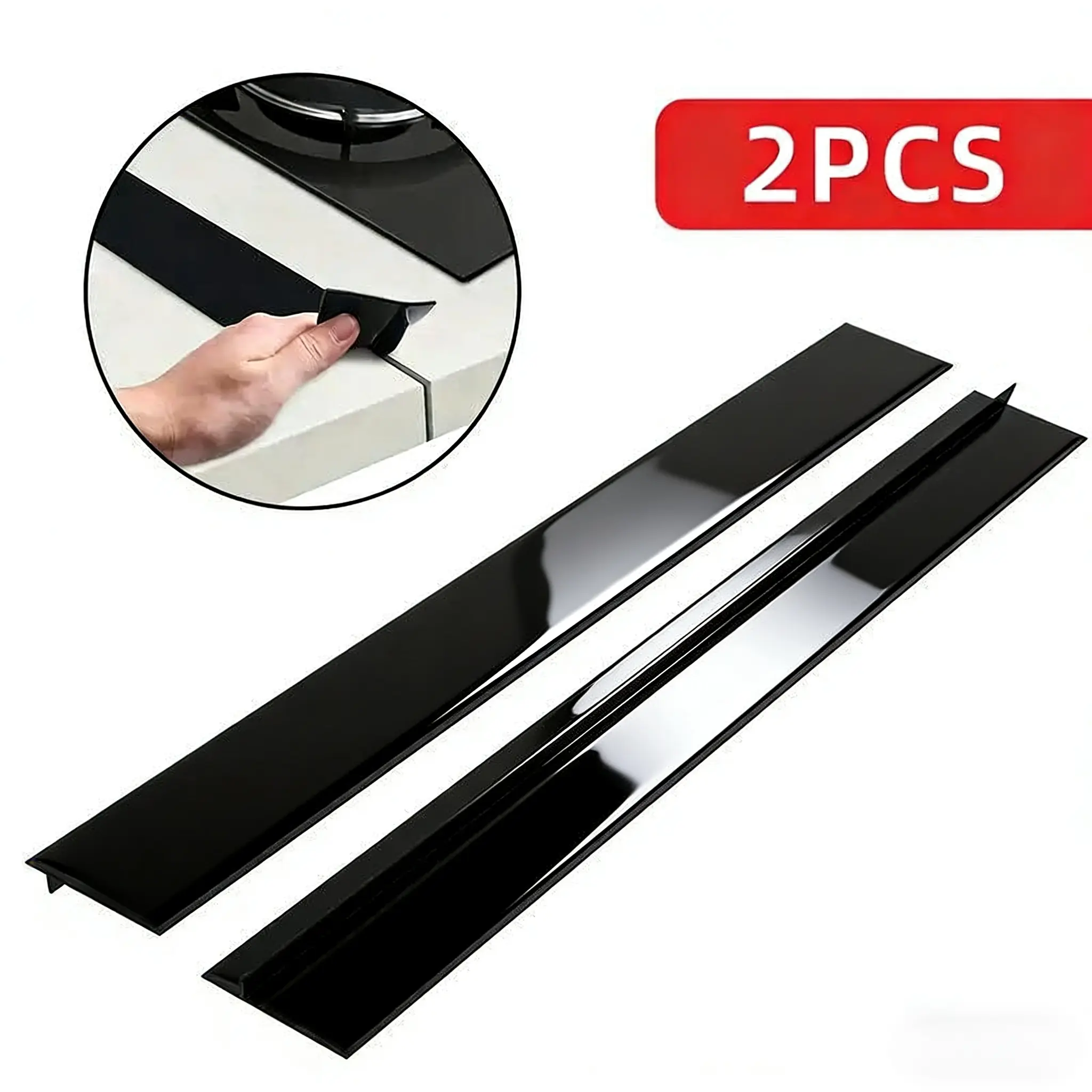 2 Pack Kitchen Stove Gap Covers, Flexible Cooker Protector, Fit, Easy Clean, Easy Cleaning, Waterproof, Perfect Seal, Black, Keep Countertops Clean, Installation