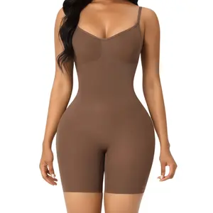 Women's Seamless Body Shaper - Ultra-Smoothing Tummy Control Bodysuit, Cami-Style Mid-Thigh Shapewear, Adjustable Straps for a Snatched Look