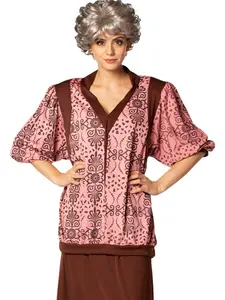 Golden Granny Strong Halloween Costume with Wig