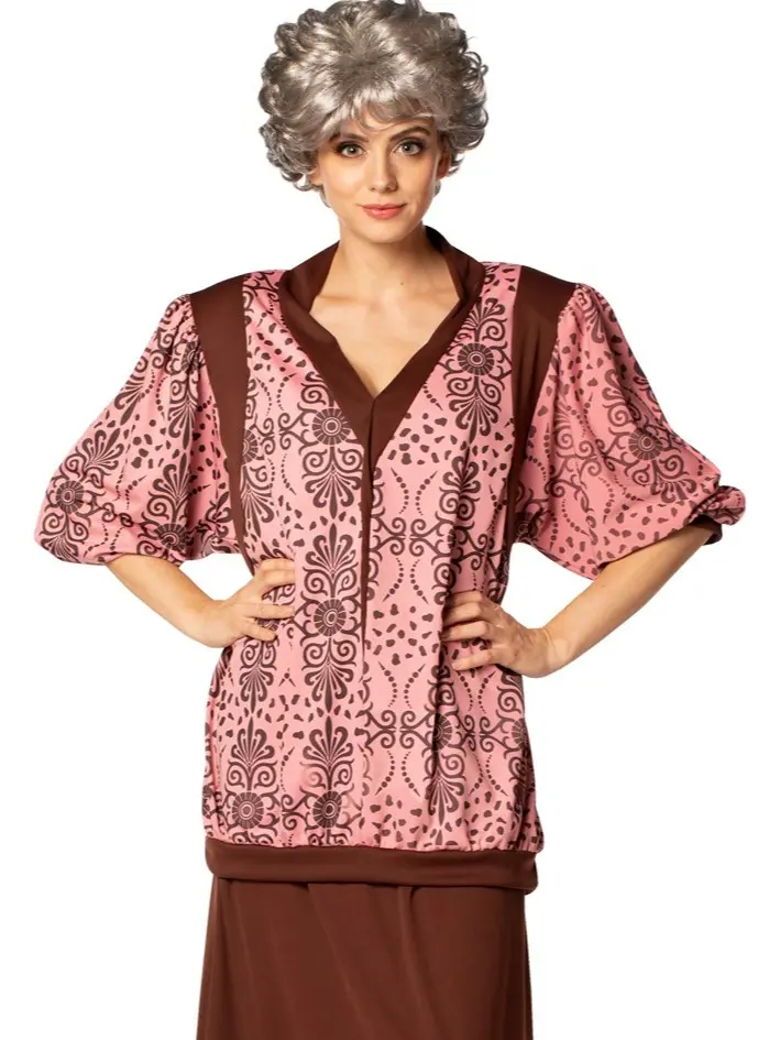 Golden Granny Strong Halloween Costume with Wig