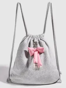 Korean Style Casual Drawstring Student Backpack, Large Capacity Crossbody Shoulder Bag, Plain Color Storage Bag, All Seasons