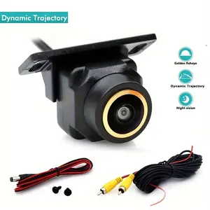 Rear View Parking Backup Camera with Dynamic Trajectory Guide Line, HD Night Vision Golden Fisheye Lens for Safe Parking and Reversing