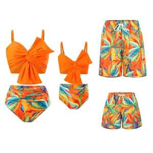 New Style Hi Fish Swimsuit Beach Parent-Child Swimwear Family Set Sun Protection Swimming Suit Beach Parent-Child Mother-Daughter Swimwear