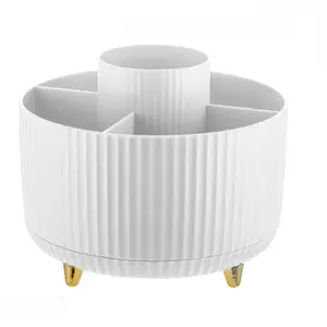 Pencil Holder For Desk 5 Slots 360°Degree Rotating Organizers And Accessories Plastic Cup Pot For Office School