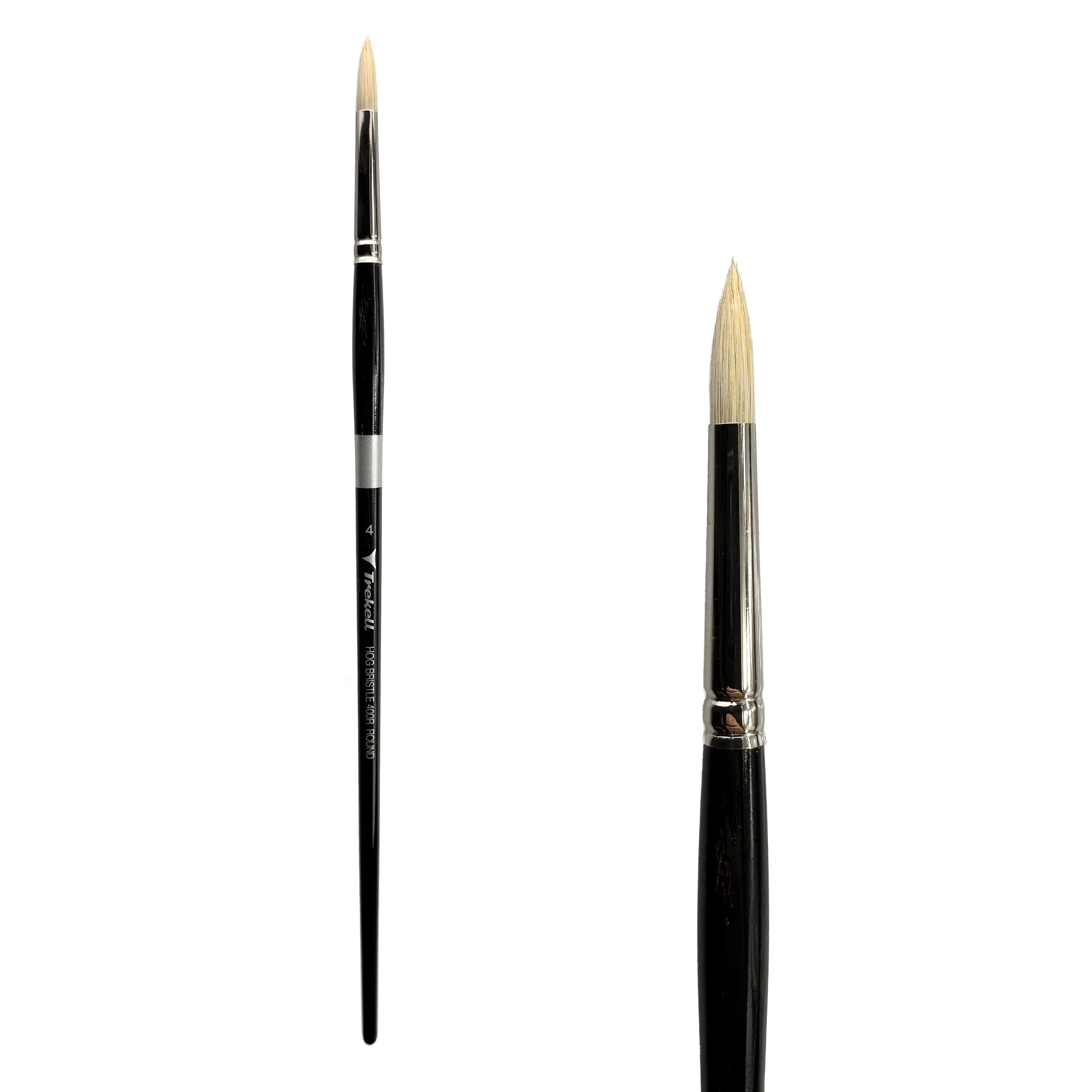 Trekell Hog Bristle Long Handle Artist Brush - Size #4 Round