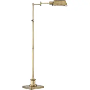 Regency Hill Jenson Traditional Farmhouse 54" Tall Pharmacy Floor Lamp Standing with Smart Socket Aged Brass Gold Metal Adjustable Swing Arm for Living Room Reading Family Bedroom Office House Home