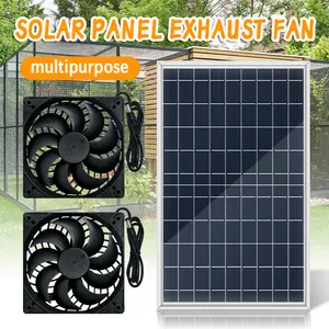 10W Portable Solar Panel Mini Exhaust Fan Ventilation Equipment Air Extractor For Kitchen Pet Dog Chicken Coop Greenhouse Growing
