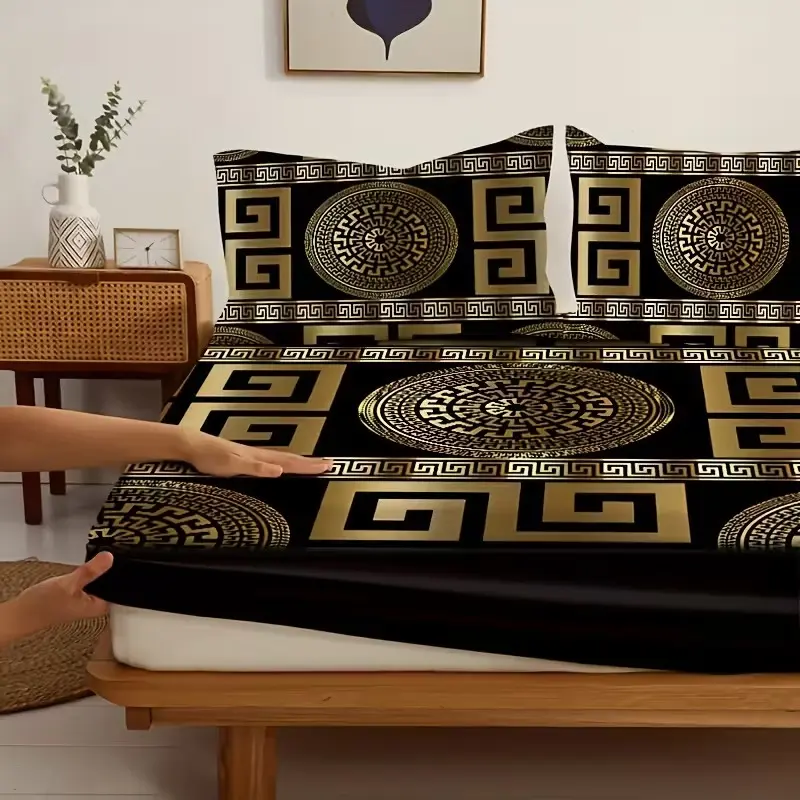 3pcs Bedding Set (fitted Sheet + Pillowcases), Soft Comfortable, Soft Comfy Bedding, Suitable for Home Bedroom & Guest Room, All-Season Use, Beautiful Decoration, Decor Bedding Supplies, Decorative Bedsheet Sets