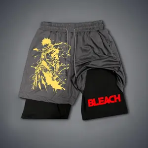Anime Double-Layer Sports Shorts Graphic Shorts Black Shorts Camo Shorts Streetwear Shorts Men Outfits Men Short Shorts Vacation Outfits Shorts