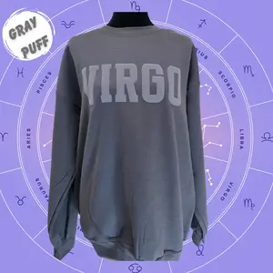 Zodiac Puff Sweatshirt/Crewneck Charcoal Gray Unisex, Hoodie, Comfort Color T-Shirt