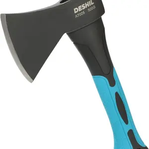 10” Outdoor Hatchet Forged Carbon Steel Heat Treated Hand Tool, Fiberglass Shock Reduction Handle with Anti-Slip Grip