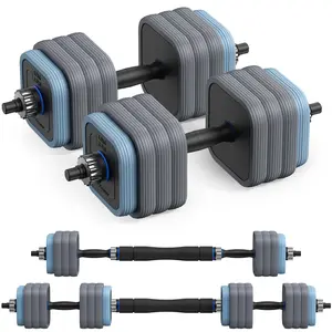 Merach 2-in-1 Dumbbell and Barbell Set 10KG-40KG Adjustable Weight Anti-Slip Handle Dual Safety Locks Home Gym Strength Training Equipment