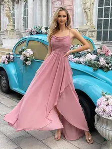 Elegant Pastoral Style Bridesmaid Gown, Sweet Soft Romantic Wedding Party Dress, Strapless Vacation Aesthetic for Women Fit
