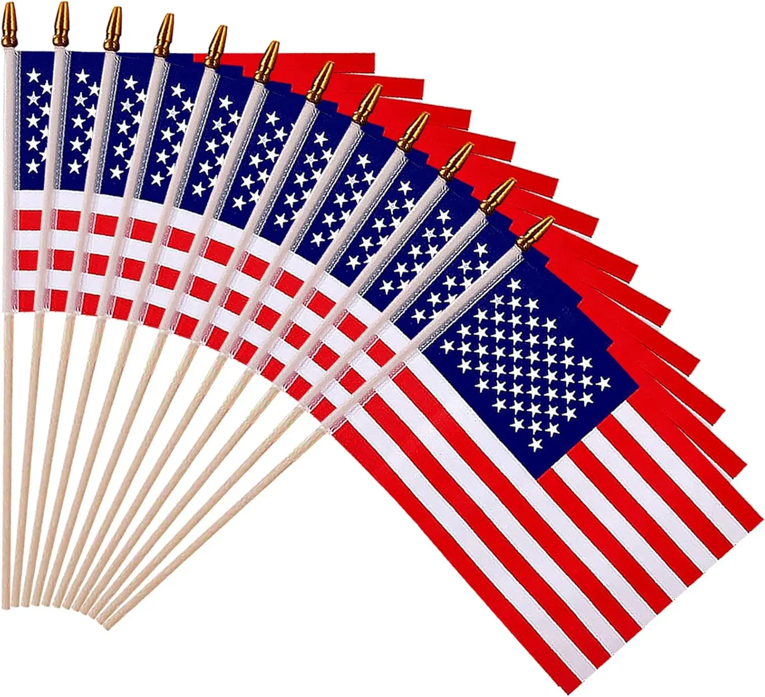 12 Pack Mini American Flags 4x6 Inch USA Handheld Stick Flags with Safety Spear Tips, Patriotic Decorations for Independence Day, Memorial Day, Veterans Day, Parades & Events